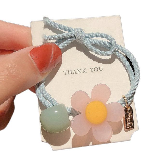 Small Fresh Hair Rope Cute Colored Flowers Super Fairy Knotted Hair Rope