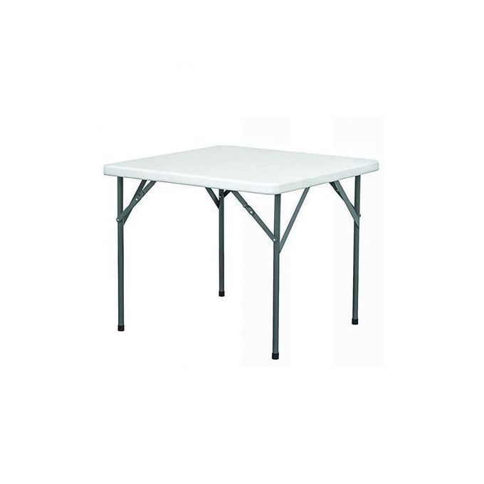 4-seater Square Plastic Folding Table With Foldable Metal Legs - 3ft