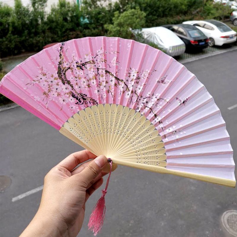 Gift Fans Waaiers A Fan Main Fold Bambu Eventail Fan Children Vintage Antique Hand Bamboo Chinese Folding Wedding Japanese