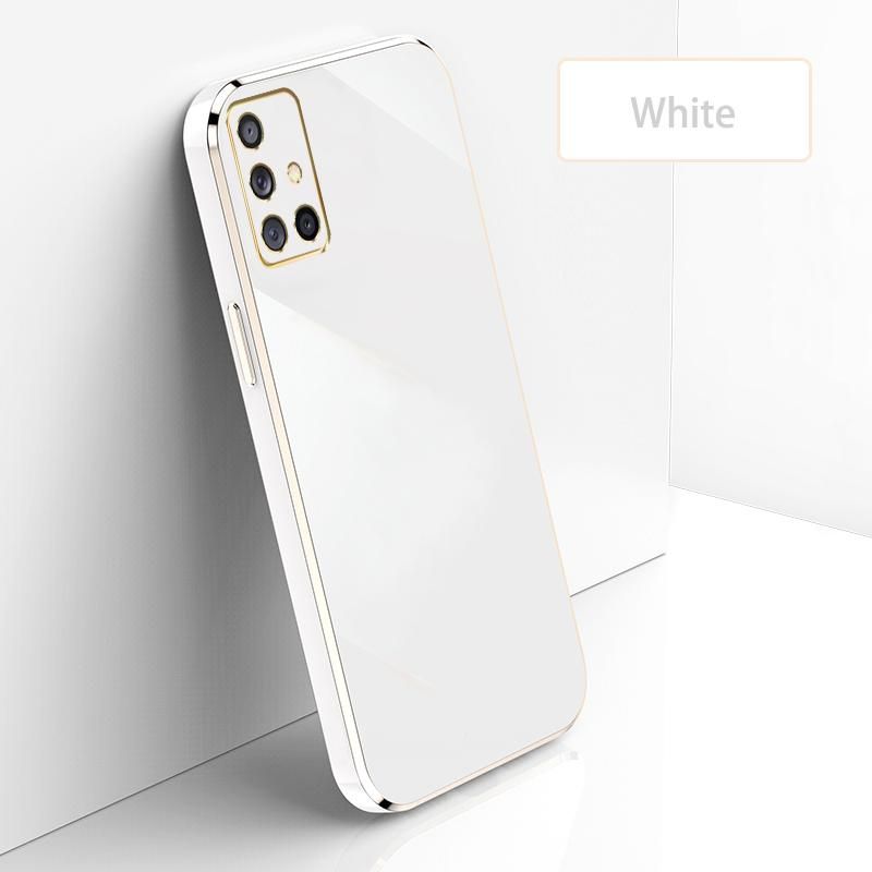 Ultra Thin Plating Phone Case for Samsung Galaxy A51 4G A51 5G UW Lens Protection soft Phone Back Cover-White