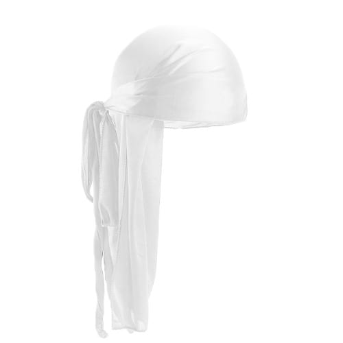 Silky Durag- Smooth Silk Fabric - Maximum Compression - White
