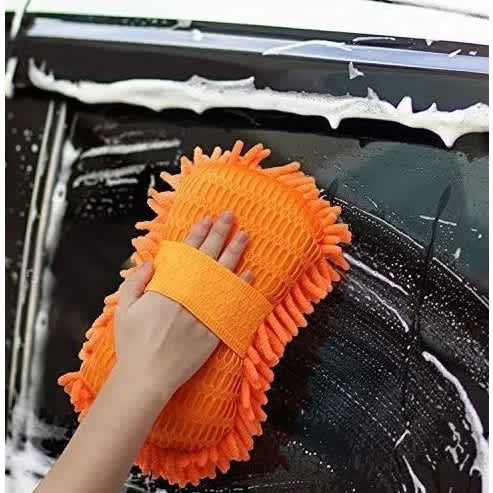 Microfiber Car Washing Hand Glove Sponge - Orange