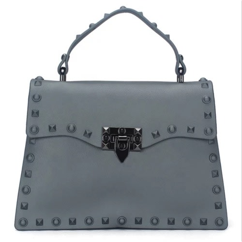 Fashion Rivet PVC Shoulder Bag - Grey