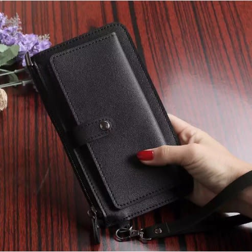 Women's Multifunctional  Pu Leather Wallet with Organizers - Black