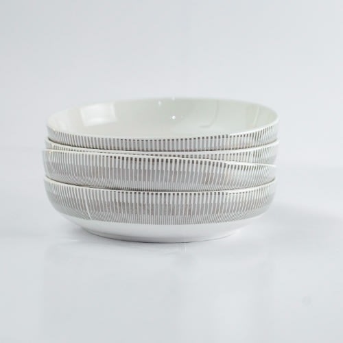 Silver Stripe Pasta Bowl - 4pc