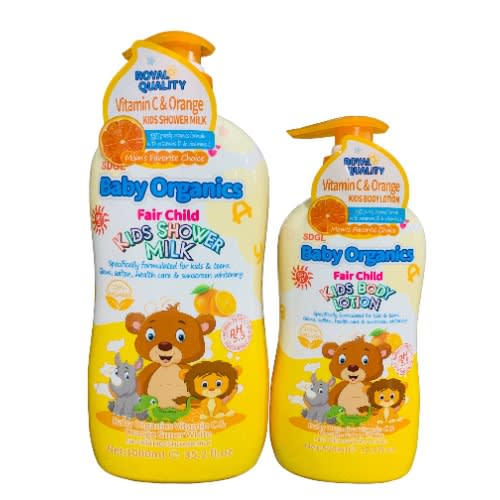 Baby Organics Fair Child Vitamin C & Orange Shower Milk 1000ml And Lotion 500ml