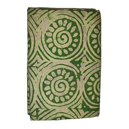 Handcrafted Batik Cotton Fabric - Circular Green & Cream - approx 5 Yards