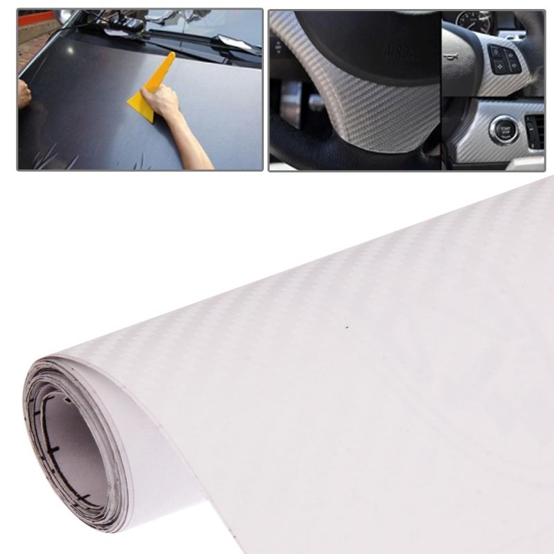 Car Decorative 3D Carbon Fiber PVC Sticker, Size: 127cm X 50cm(White)