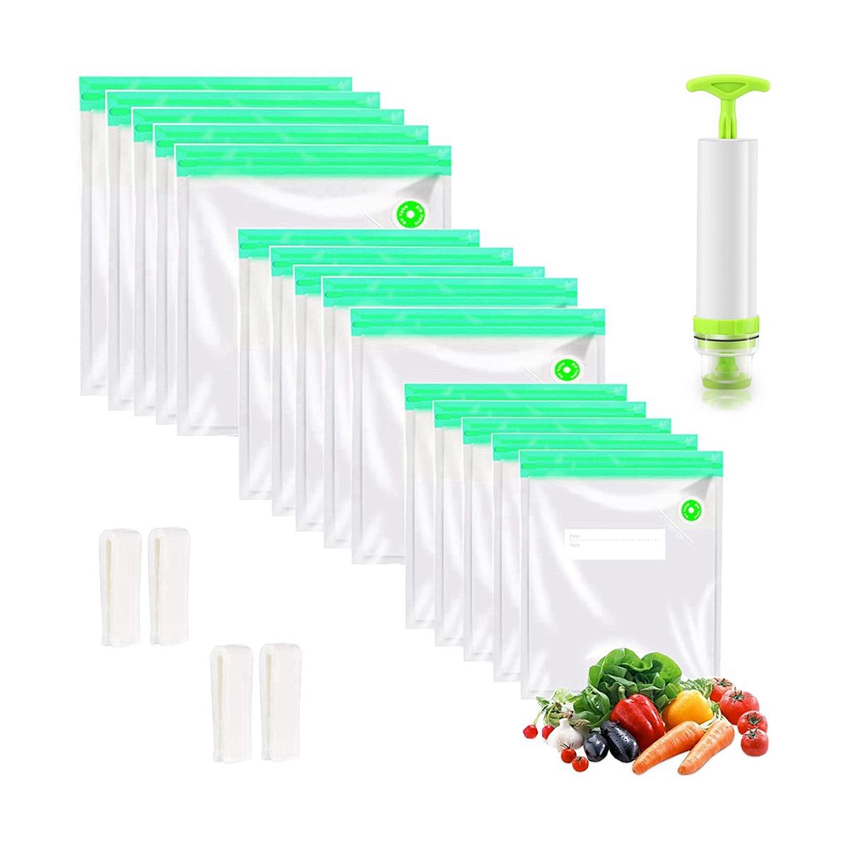 Green Sous Vide Bags 30 Pack Reusable Vacuum Food Storage