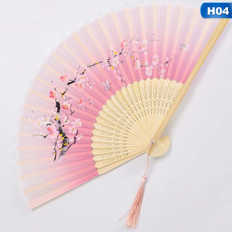 Fans Held Wedding Bamboo Cloth Wind Gift Chinese Student For Gradient Hand Folding Gift Fan Folding Fan Banquet Ancient
