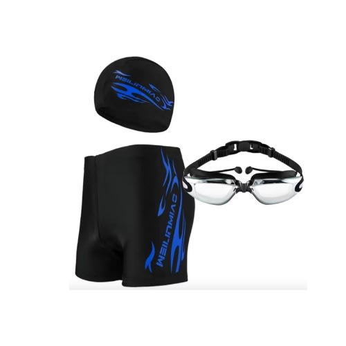 Men's Boxer Swimming Trunks , Swimming Cap & Goggle