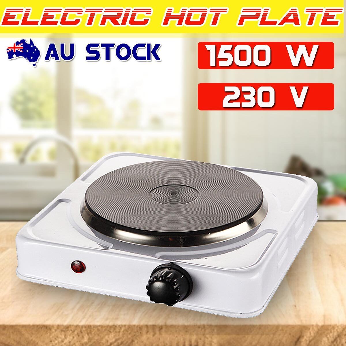 1500W Portable Single Electric Hot Plate Cooker Stove Home (AU Plug) White