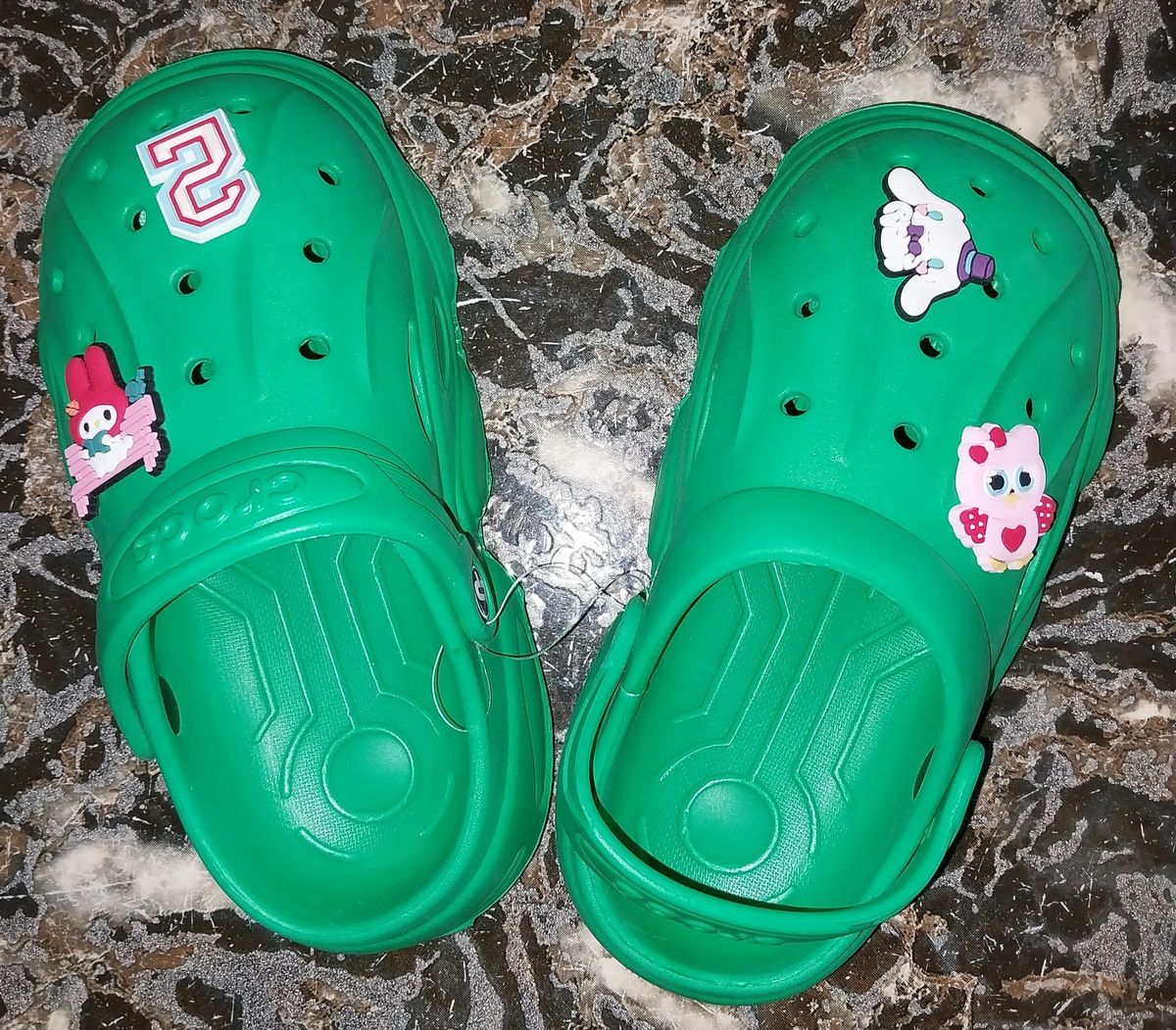 Fancy Children Crocs With Different Glitz Designs -Green