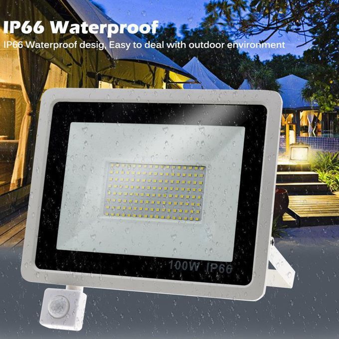 Floodlight Motion Sensor Outdoor  Flood Light 6500K 100W White