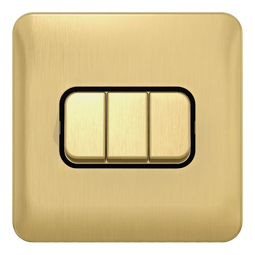 Lisse Plate Switch - 2 Gang- 2 Way - 10ax- Satin Brass With Black Interior- GGBL1032BSB