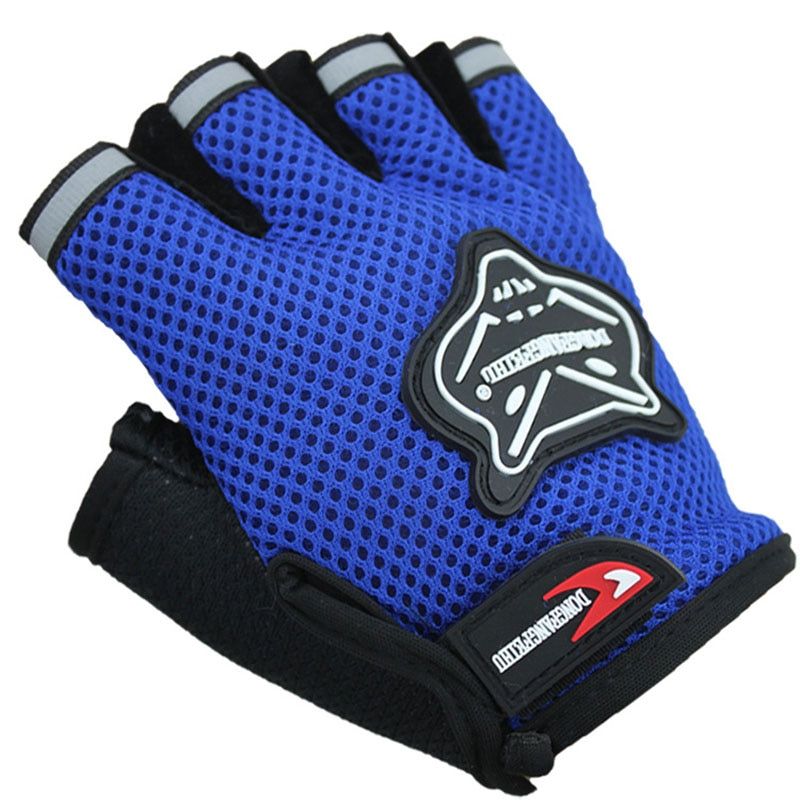 Children Kids Bike Gloves Half Finger Breathable Anti-slip For Sports Riding Cycling NOV99-Blue