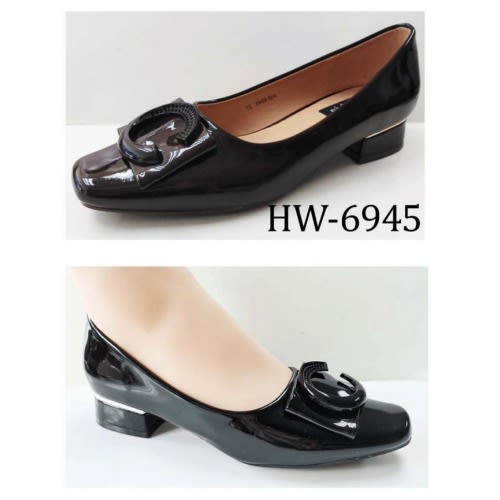 Ladies Short Heel Office Slip-on Shoe - Black