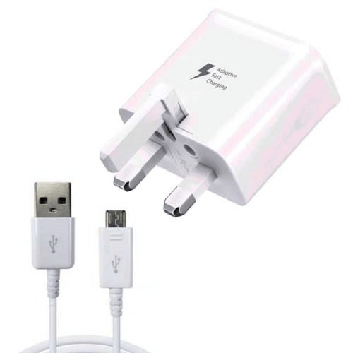 Adaptive Fast Charger & Micro USB Cable Bundle -  White