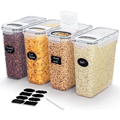 Transparent Airtight Storage Containers With Stickers - 4 Pcs
