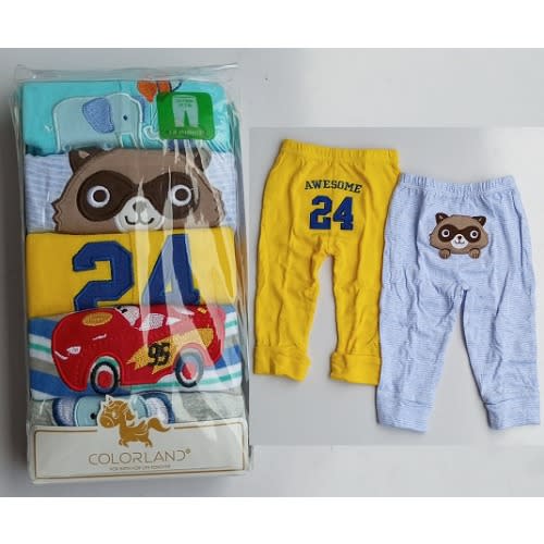 Baby Boy Cartoon Embroidery Tapered Ankle Trousers - 5pcs