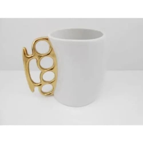 Fisticup Brass Knuckles Handle Fist Mug - White