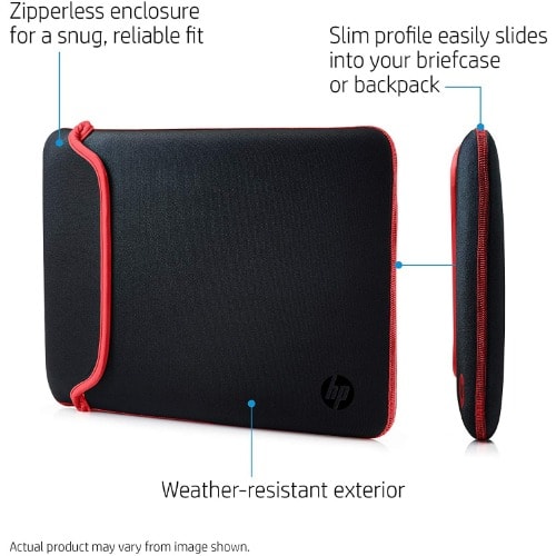 Reversible Neoprene Sleeve For Laptop/chromebook/mac - 11.6 Inch - Black & Red
