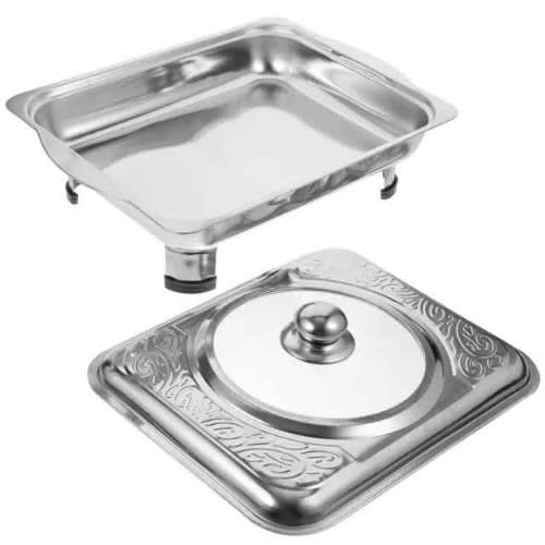 Stainless Steel With Glass Cover Ware - 36x26cm