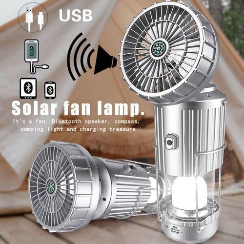 Solar 6in1 Rechargeable Fan Light Powerbank & Bluetooth
