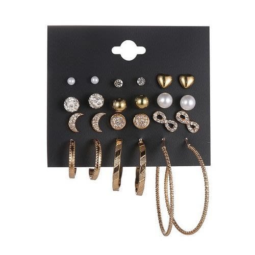 12 Pairs Earrings Set- gold