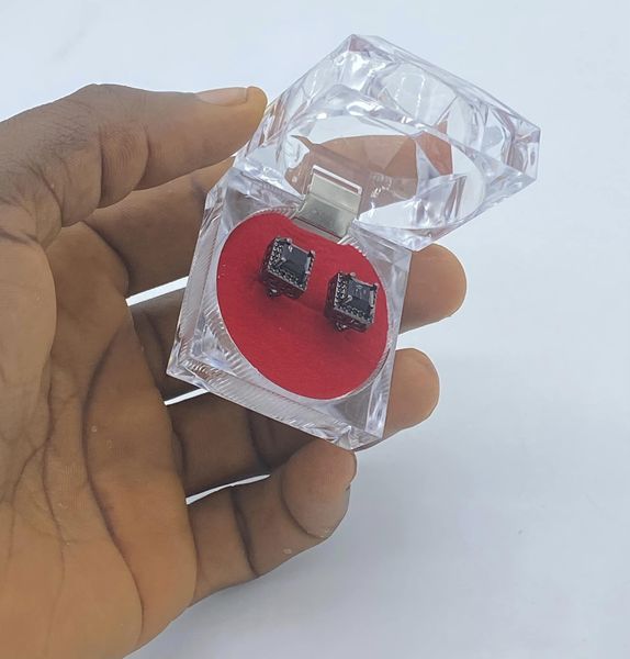 All Black Iced Men's Hoop Unique Earrings