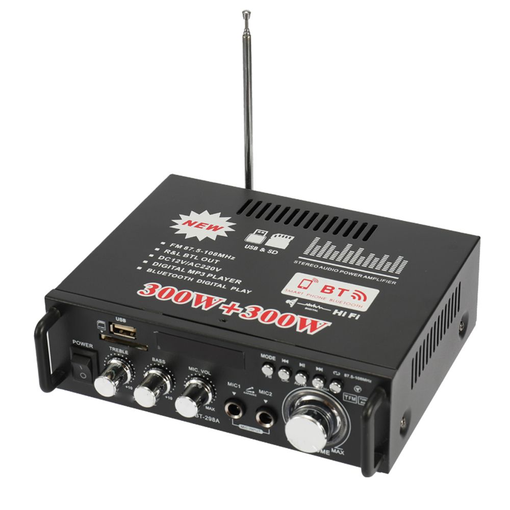 12V/ 220V Mini 2CH LCD Display HIFI Audio Stereo Amplifier