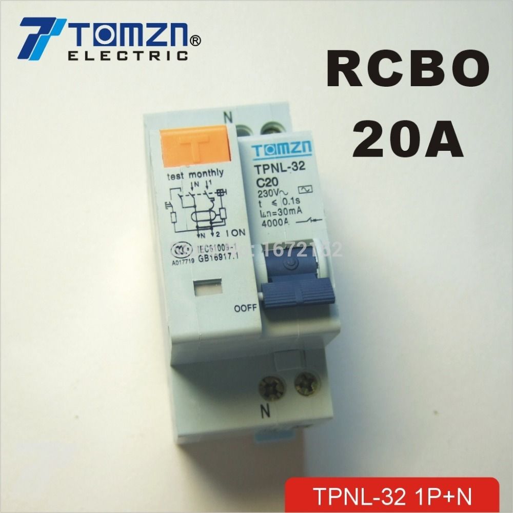 DPNL 1P+N 20A 230V~ 50HZ 60HZ Residual Current Circuit