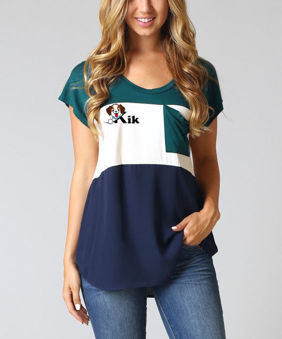SHEIN Keyhole Color-Block Top