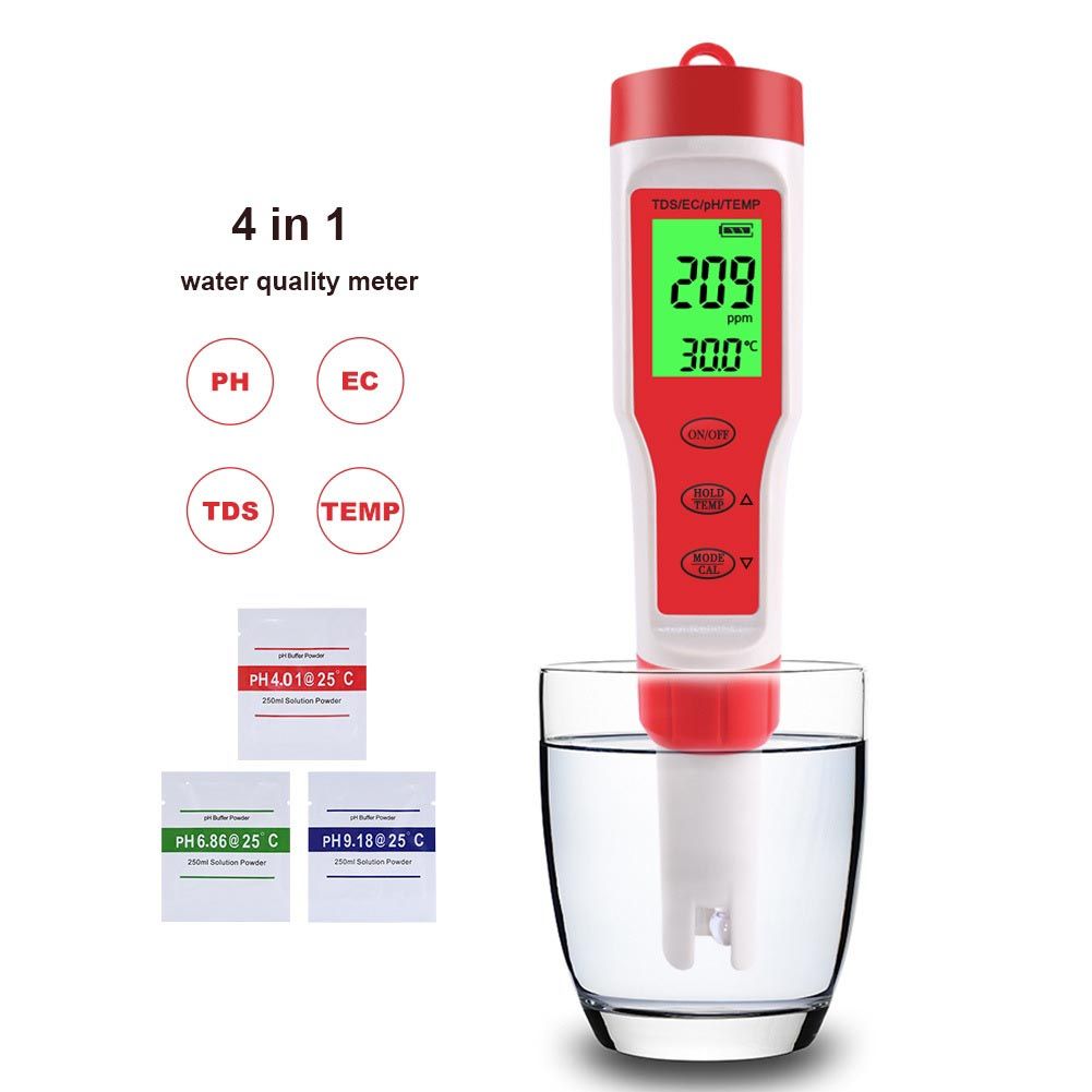 PH/TDS/EC/Temperature Meter Digital Water Quality Monitor T