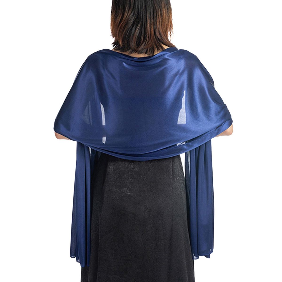 Bridesmaid Wrap Solid Color Smooth Ladies Pure-Navy Blue