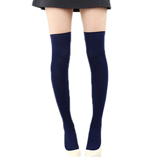 Girls Thigh High Cotton Stockings - Blue
