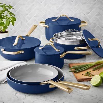 11 Piece Modern Ceramic Cookware Set - Blue