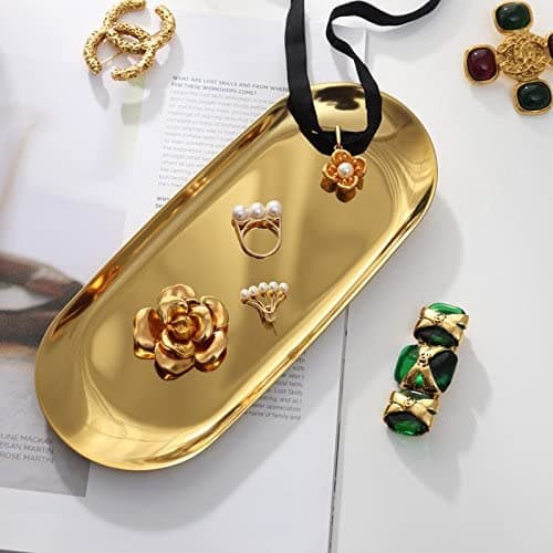 Golden Stainless Steel Oval Plate x 3pcs