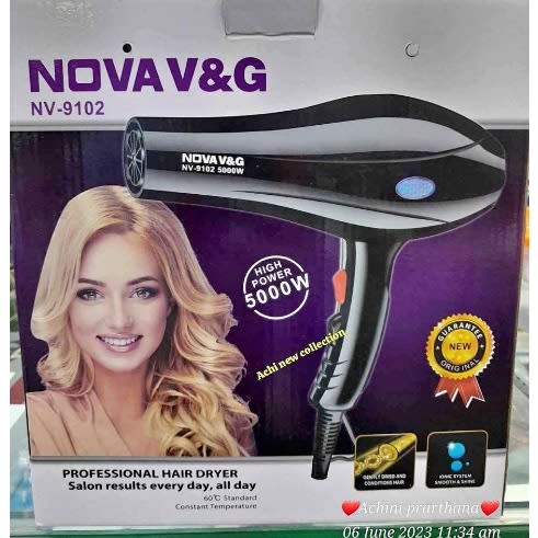 Professional Electric Nova V&g Nv 9102 Hair Dryer-5000w