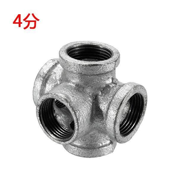 Galvanized 3/4inch 5 Way Malleable Iron Outlet Cross Female Pipe Fitting Connector Silver 4 Points