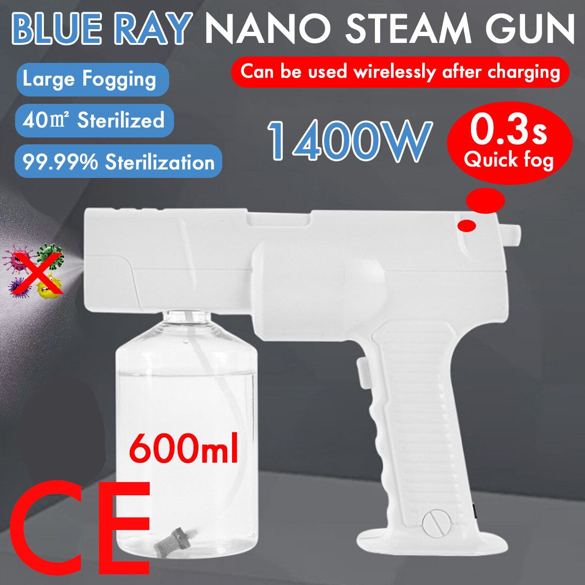 Electric Wireless ULV Fogger Machine Disinfect Sprayer Gu Nano Blue Ray