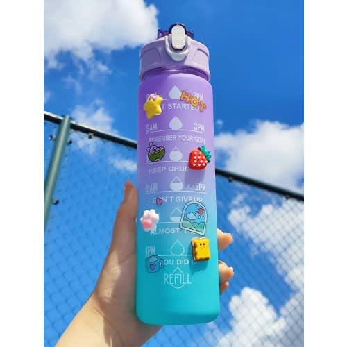 2 In 1 Gradient Colour Plastic Bottle With 2d - 3d Sticker