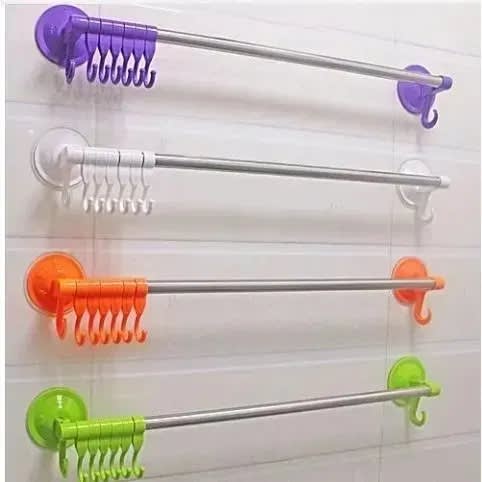 Bathroom / Kitchen Hanger Organizer With Slidable Hooks - Set Of 4 Pcs