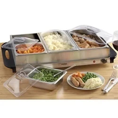 Buffet Server Hot Tray Food Warmer - 300w - 4 Compartments Stainless Steel