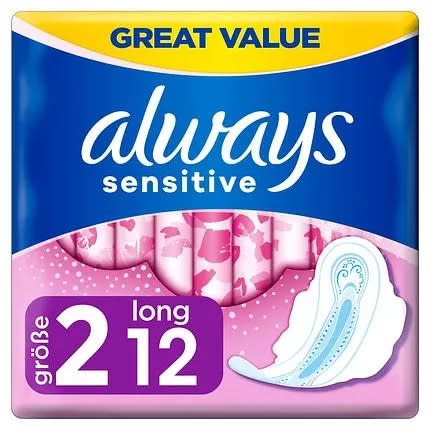 Sensitive Long Sanitary Towels - 12 Pieces