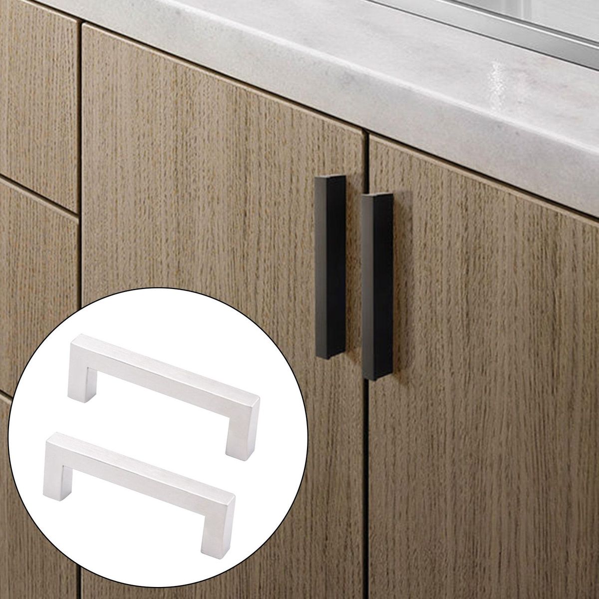 2Pcs Drawer Handles Gate Hardware Decorative Pulls Argent