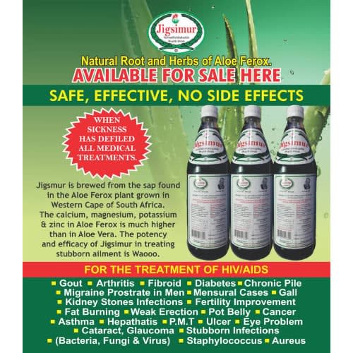 Jigsimur Natural Health Drink - 750ml - 100% Aloe Ferox