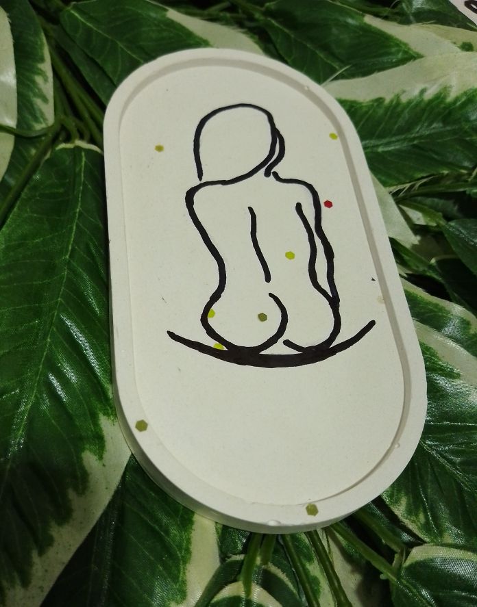 Female Abstract Decorative Oval Tray