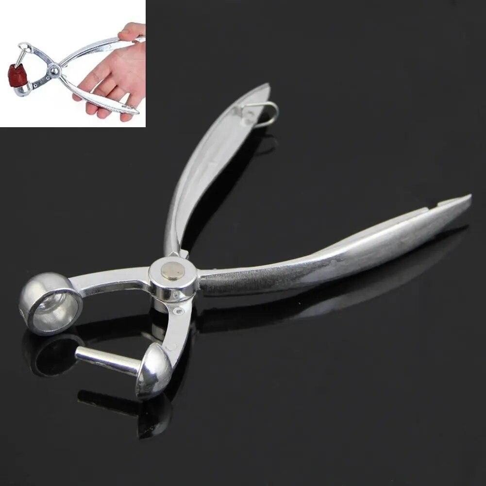 COFA And Nilver Aluminum Cherry Pitter Red Dates Olives Pit Easy Removal Core Squeeze Clamp seedser 18*3.5cm(Silver)