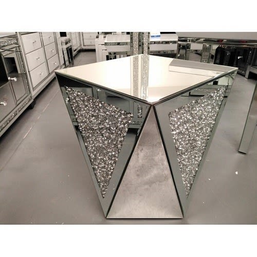 Diamond Crush Mirrored Side Table
